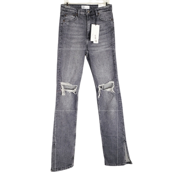 Zara | Jeans | Zara Split Skinny Jeans Distressed High Rise | Poshmark